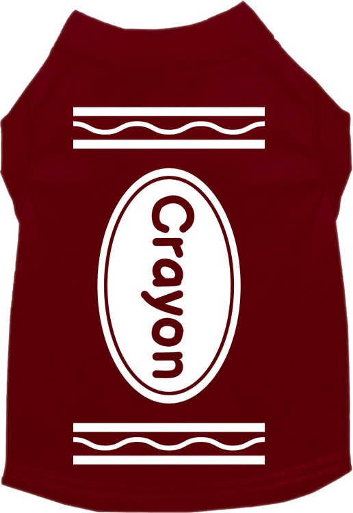 Crayon Costume Screen Print Dog Shirt Maroon Size LG